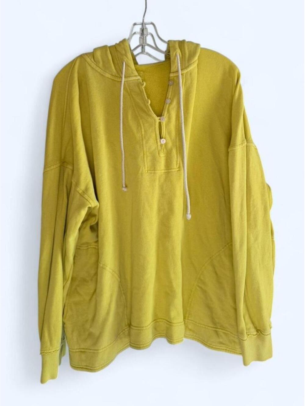 Aerie Yellow hoodie with button detail
